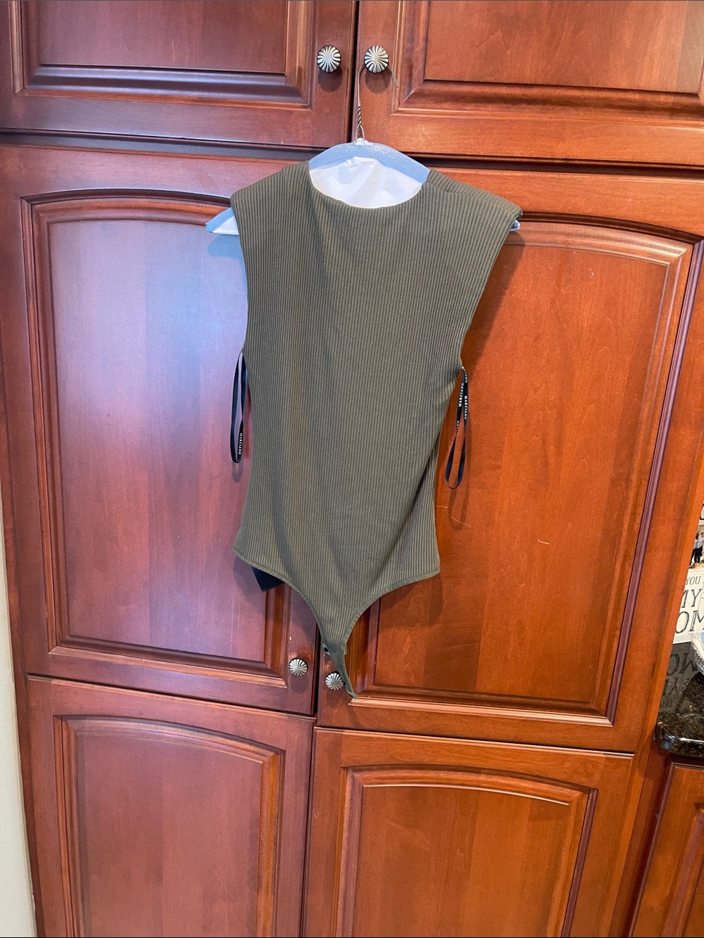 Guess by Marciano Olive Ribbed Sleeveless Bodysuit